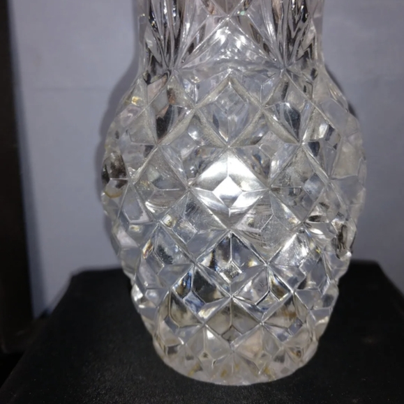 VTG Bohemian CZECH CRYSTAL CUT Clear Diamond Cut Pattern Gorgeous Vase Heavy - Picture 5 of 11